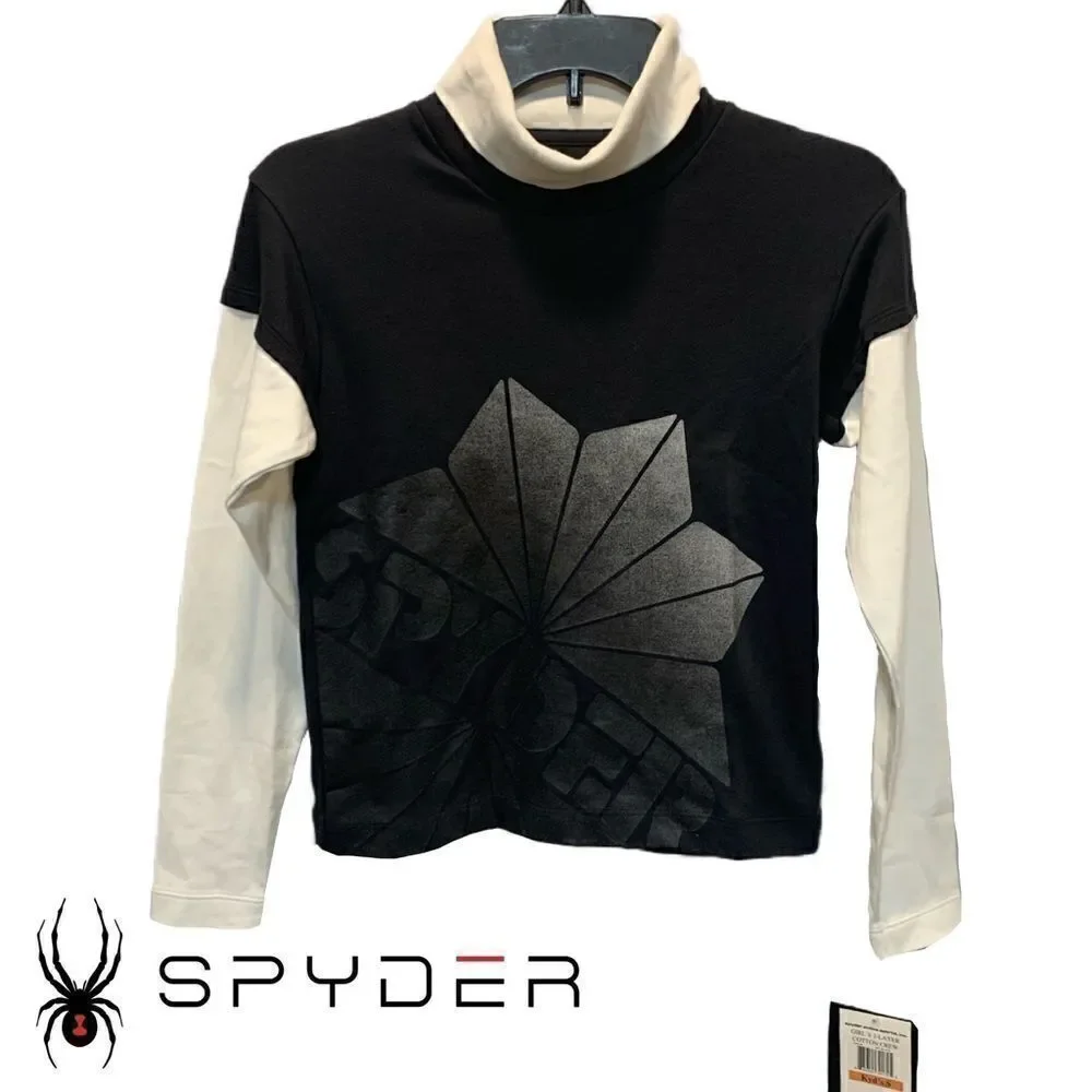 NWT Spyder girls 2-layer cotton crew neck long sleeve tee size s